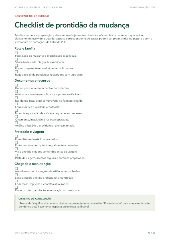 Checklist para organizar a imigração e a mudança para Portugal